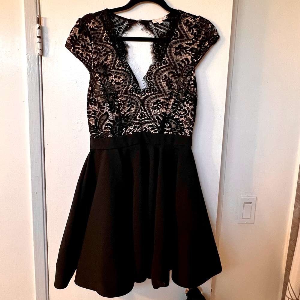Black and Gold A-Line Dress